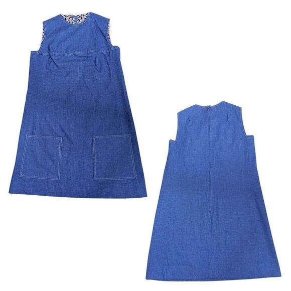 Vintage 60s/70s SEATON HALL Blue Sleeveless Teen Schoolgirl Pinafore Size 7/8 - Picture 8 of 8